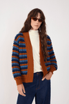 Casaco Tricot Listras Denim