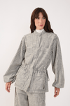 Casaco Sarja Linho Listra Black