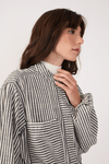 Casaco Sarja Linho Listra Black