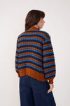 Casaco Tricot Listras Denim