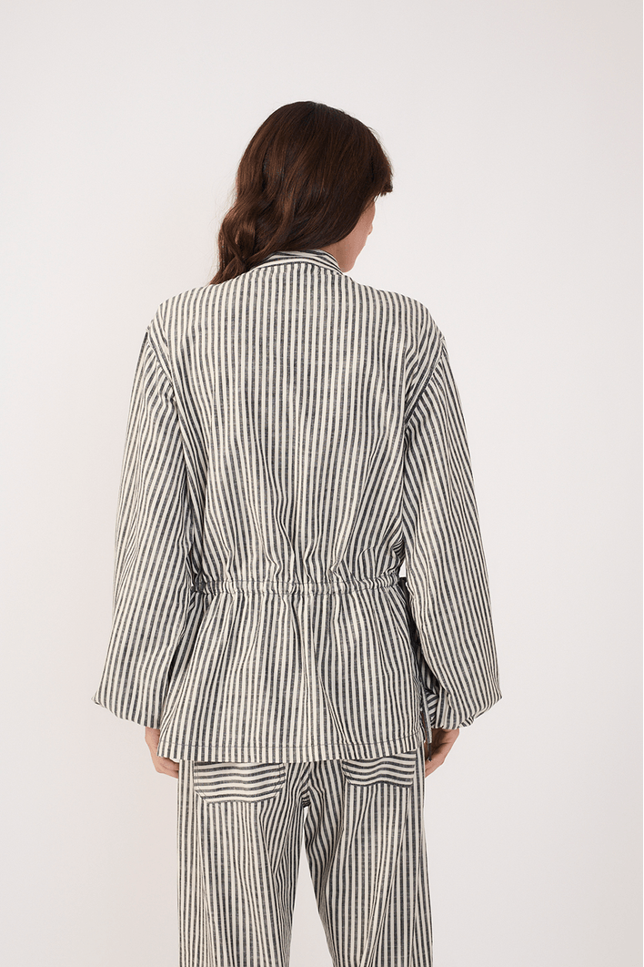 Casaco Sarja Linho Listra Black