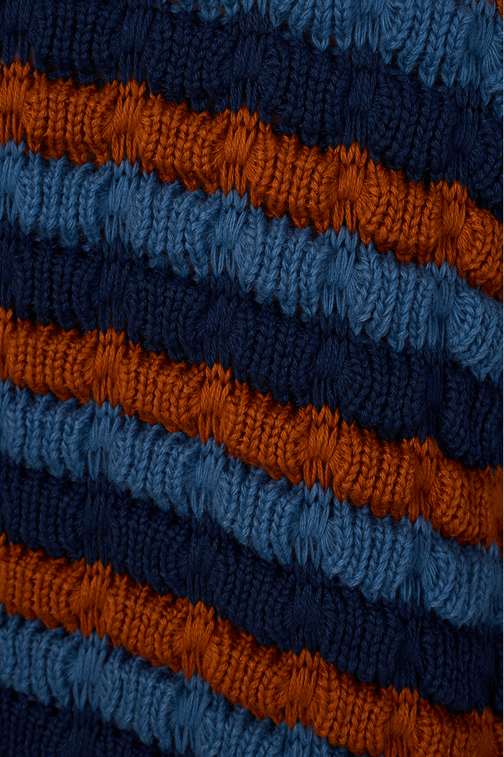 Casaco Tricot Listras Denim