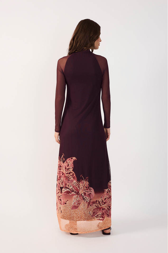 Vestido Tule Estampa Botânica