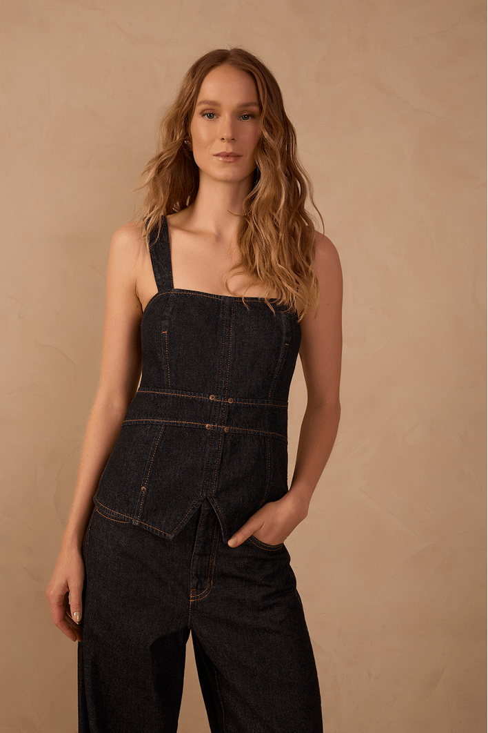 Blusa Jeans Pespontos Black