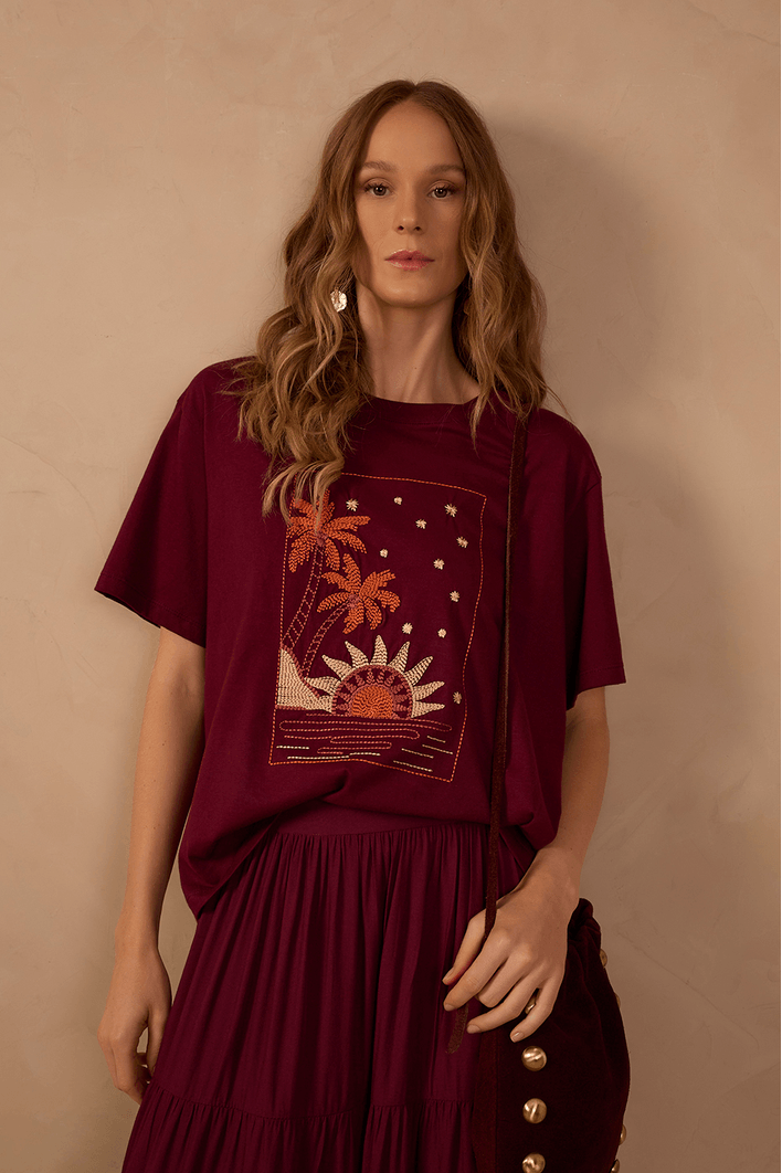 T-shirt Bordado Paisagem