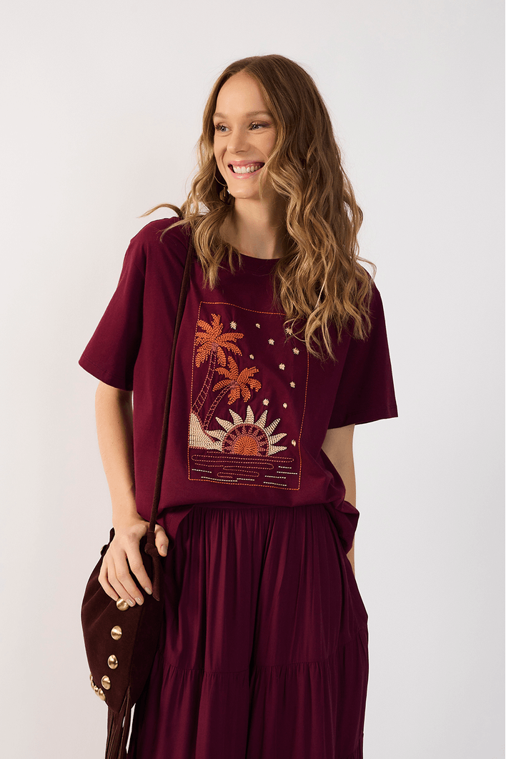 T-shirt Bordado Paisagem