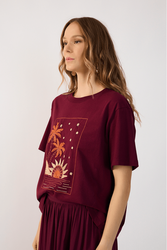 T-shirt Bordado Paisagem