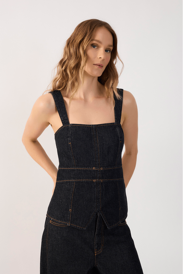 Blusa Jeans Pespontos Black