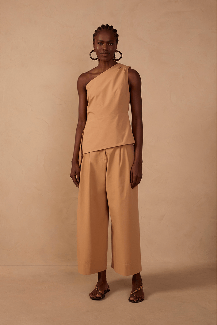 Calça Algodão Ampla Pregas