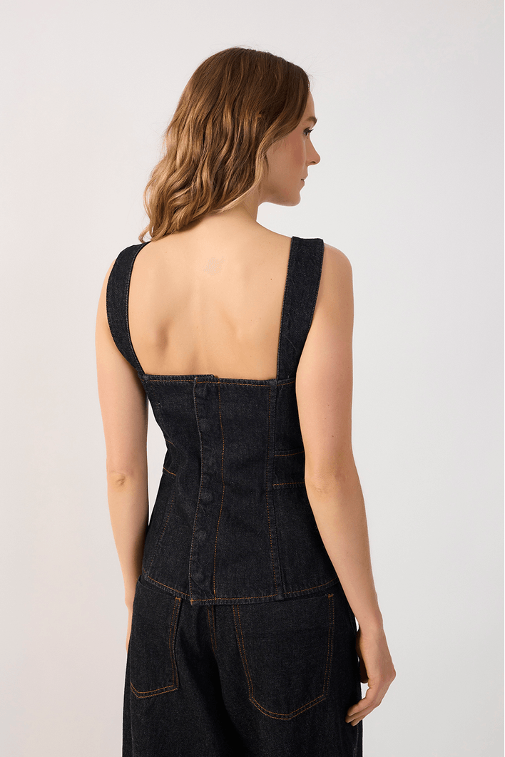 Blusa Jeans Pespontos Black