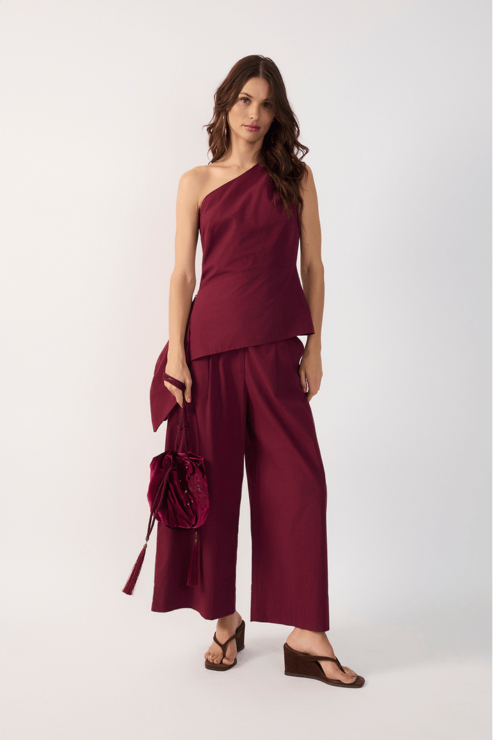 Calça Algodão Ampla Pregas