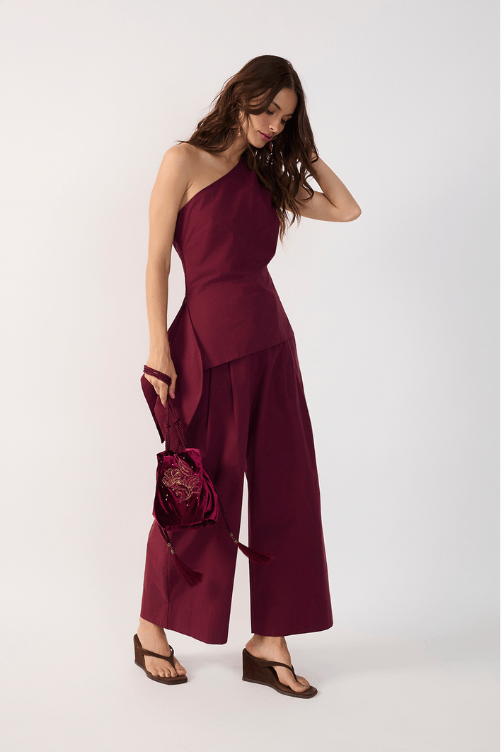 Calça Algodão Ampla Pregas