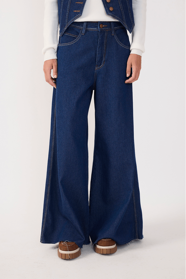 Calça Jeans Pantalona Dark Pespontos