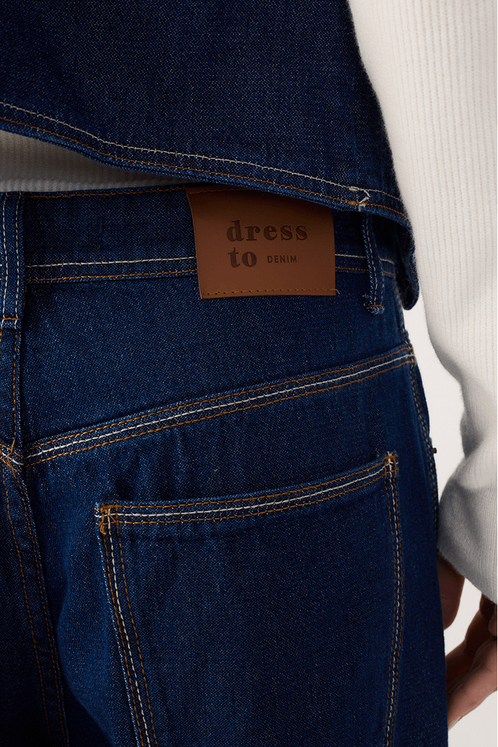 Calça Jeans Pantalona Dark Pespontos