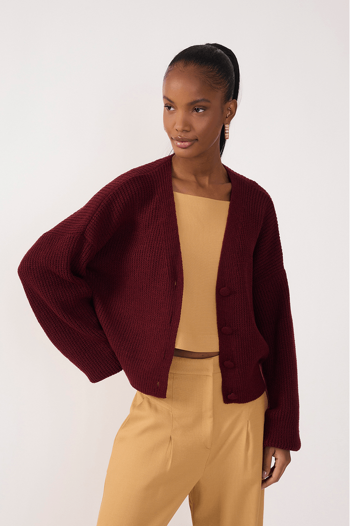 Casaco Tricot Botões Forrados