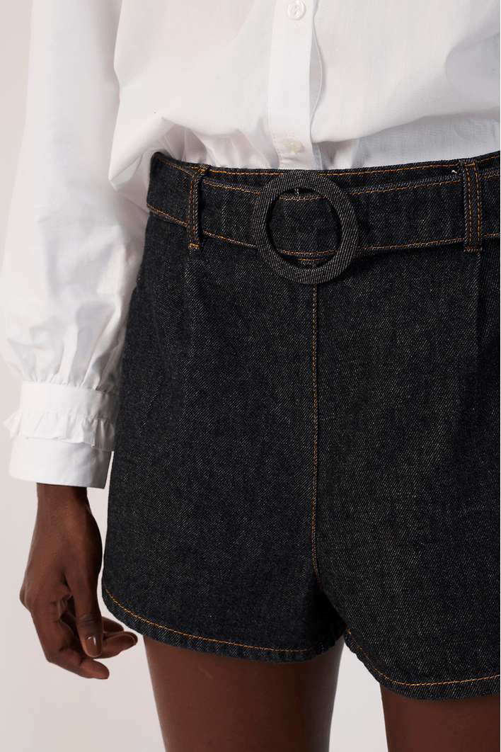 Short Jeans Cinto Black