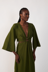 Vestido Cropped Linho Decote Vazado