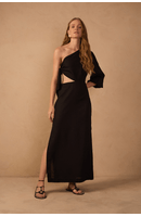 Vestido Linho Amarração Ombro Só