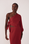 Vestido Linho Amarração Ombro Só