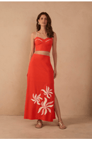 Saia Cropped Bordado Dança Solar