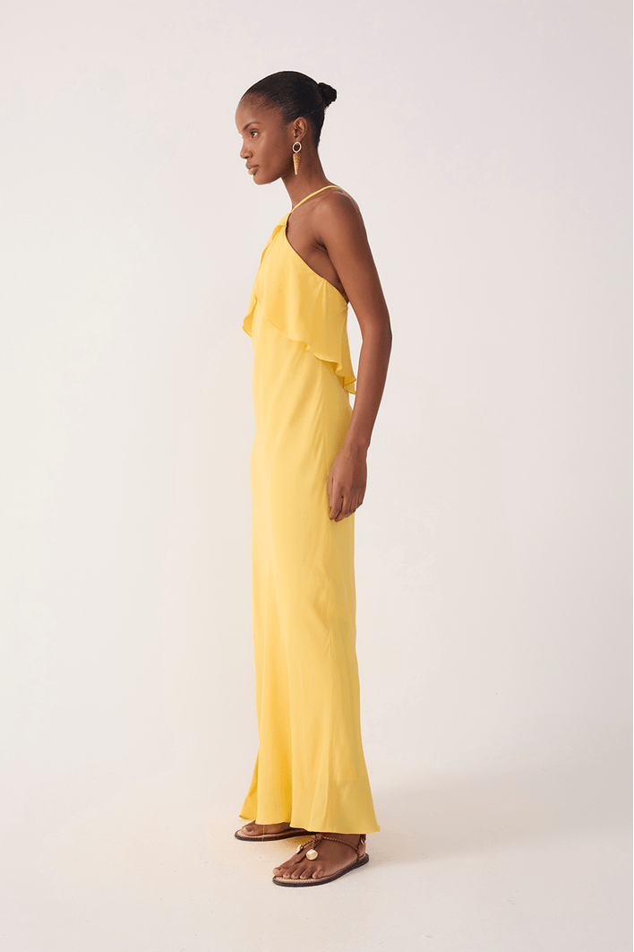 Vestido Crepe Midi Babados