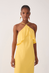 Vestido Crepe Midi Babados