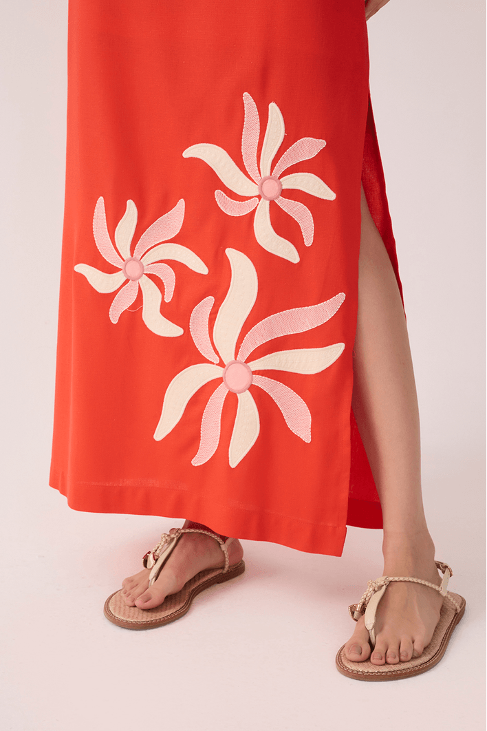 Saia Cropped Bordado Dança Solar
