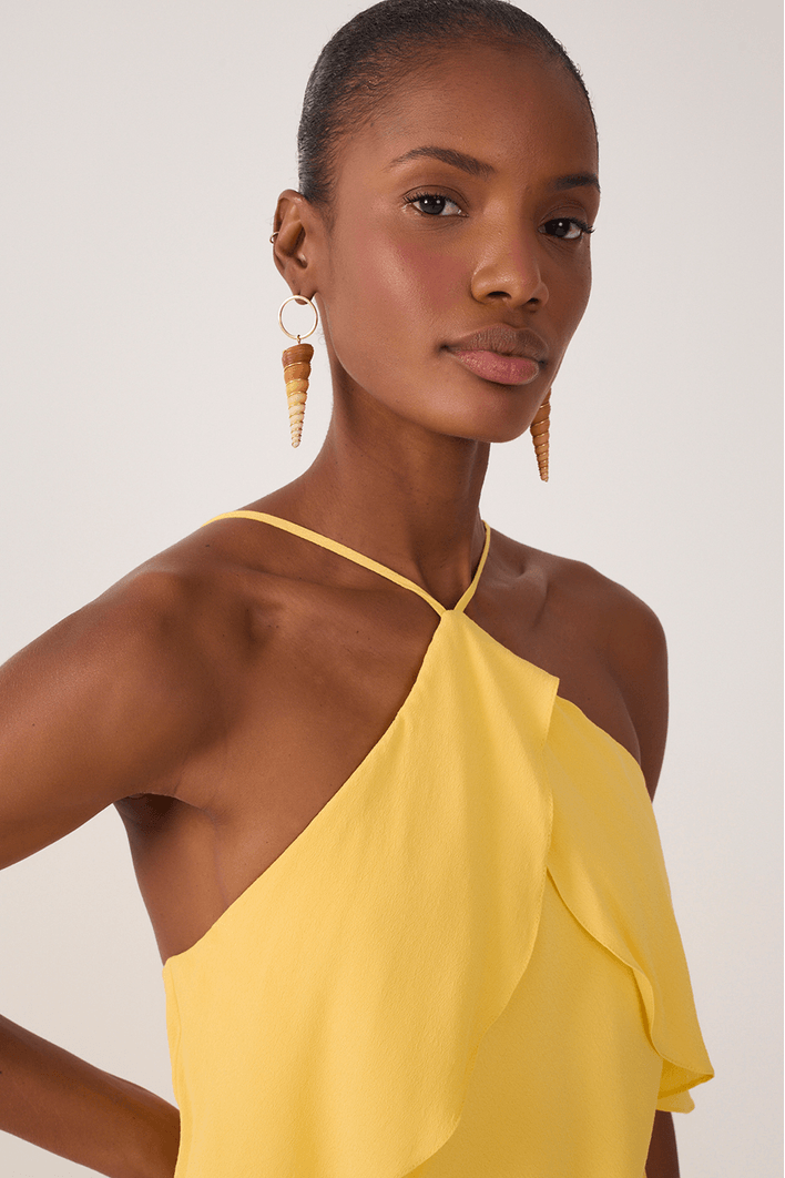 Vestido Crepe Midi Babados