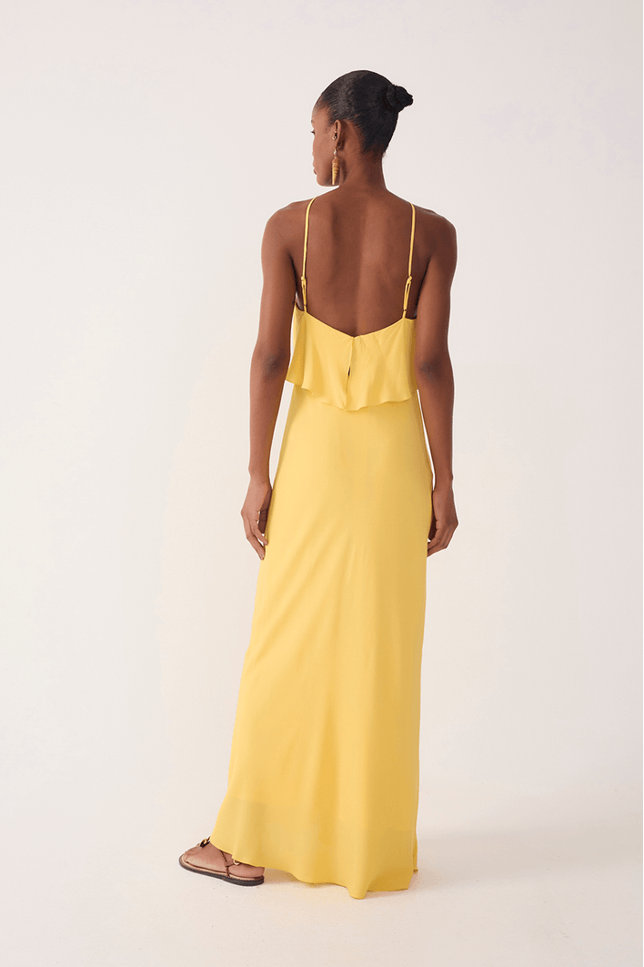 Vestido Crepe Midi Babados