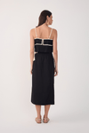 Saia Midi Linho Bordado Floral