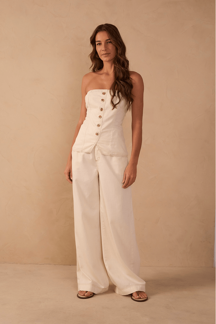 Calça Sarja Linho Pespontos