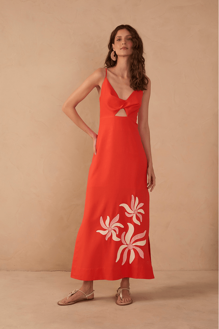 Vestido Cropped Bordado Dança Solar