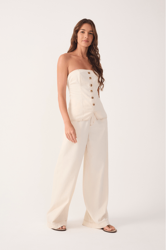 Calça Sarja Linho Pespontos