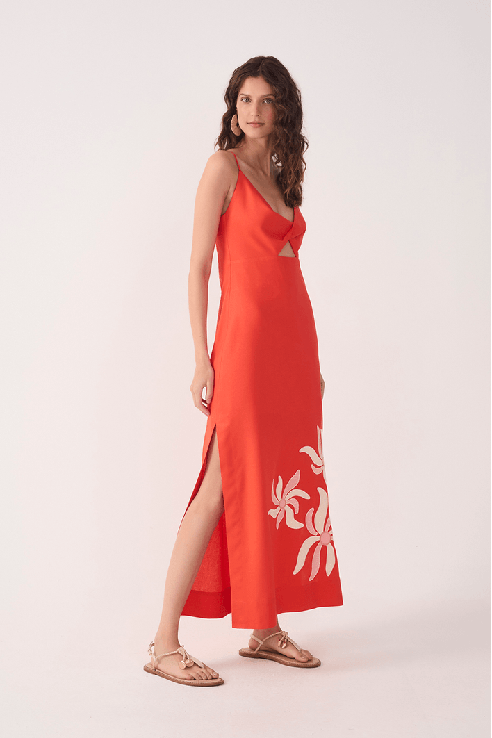 Vestido Cropped Bordado Dança Solar