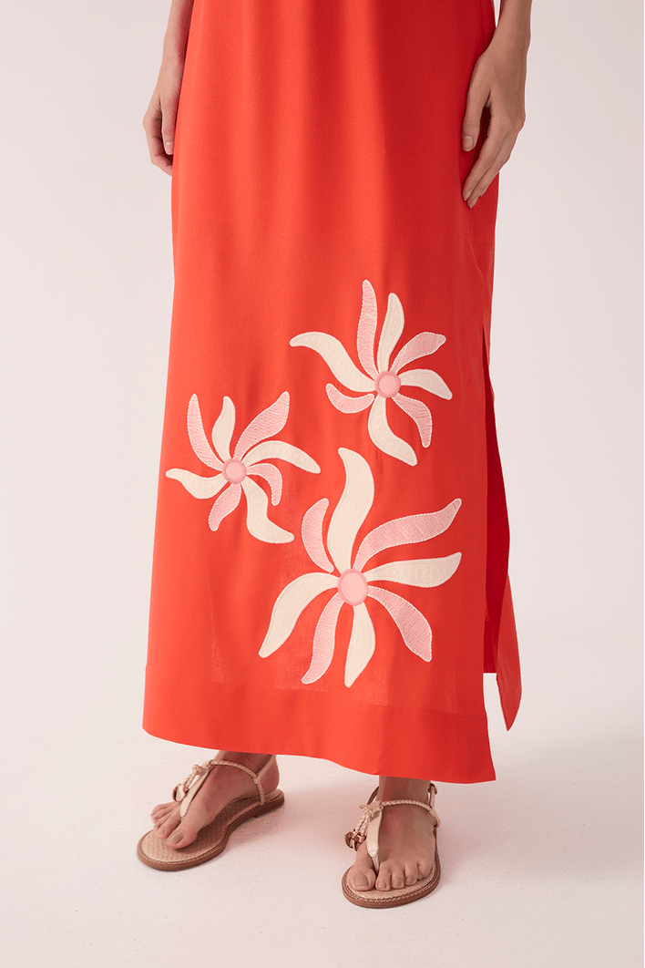 Vestido Cropped Bordado Dança Solar