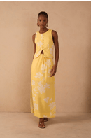 Saia Cropped Linho Estampa Clareza