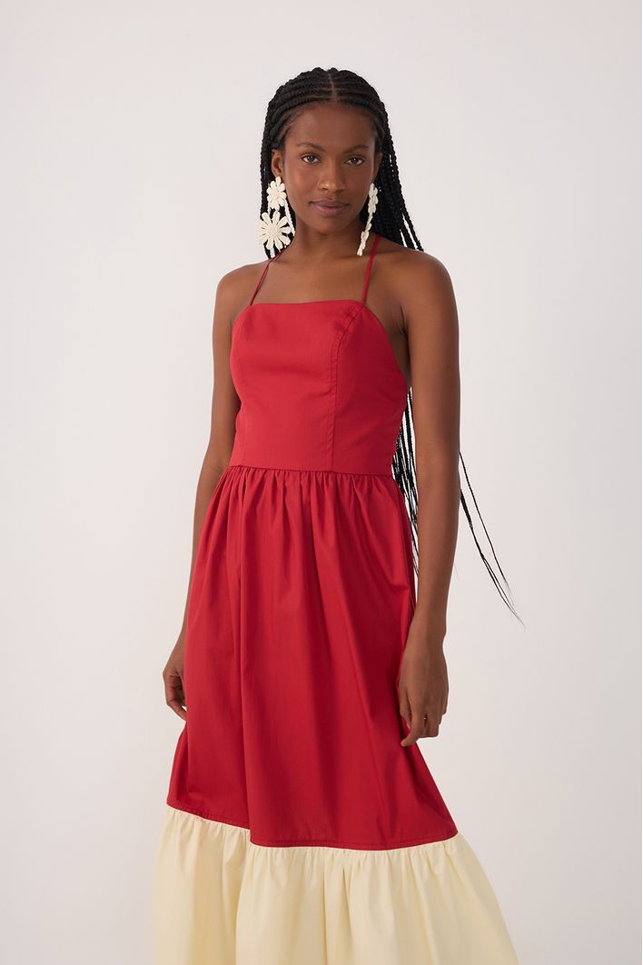 Vestido Cropped Bicolor