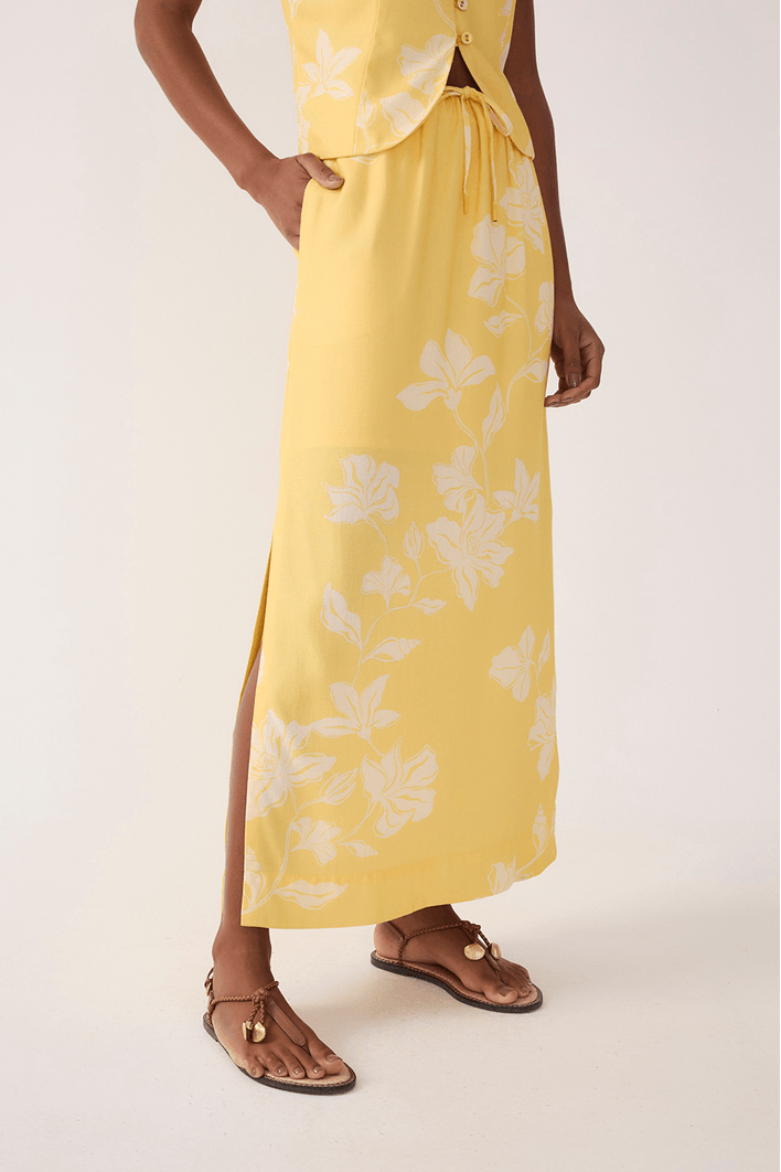 Saia Cropped Linho Estampa Clareza