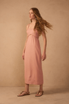 Vestido Linho Cropped Recorte Busto