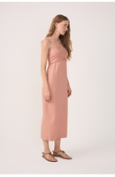 Vestido Linho Cropped Recorte Busto