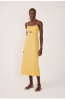Vestido Linho Cropped Recorte Busto