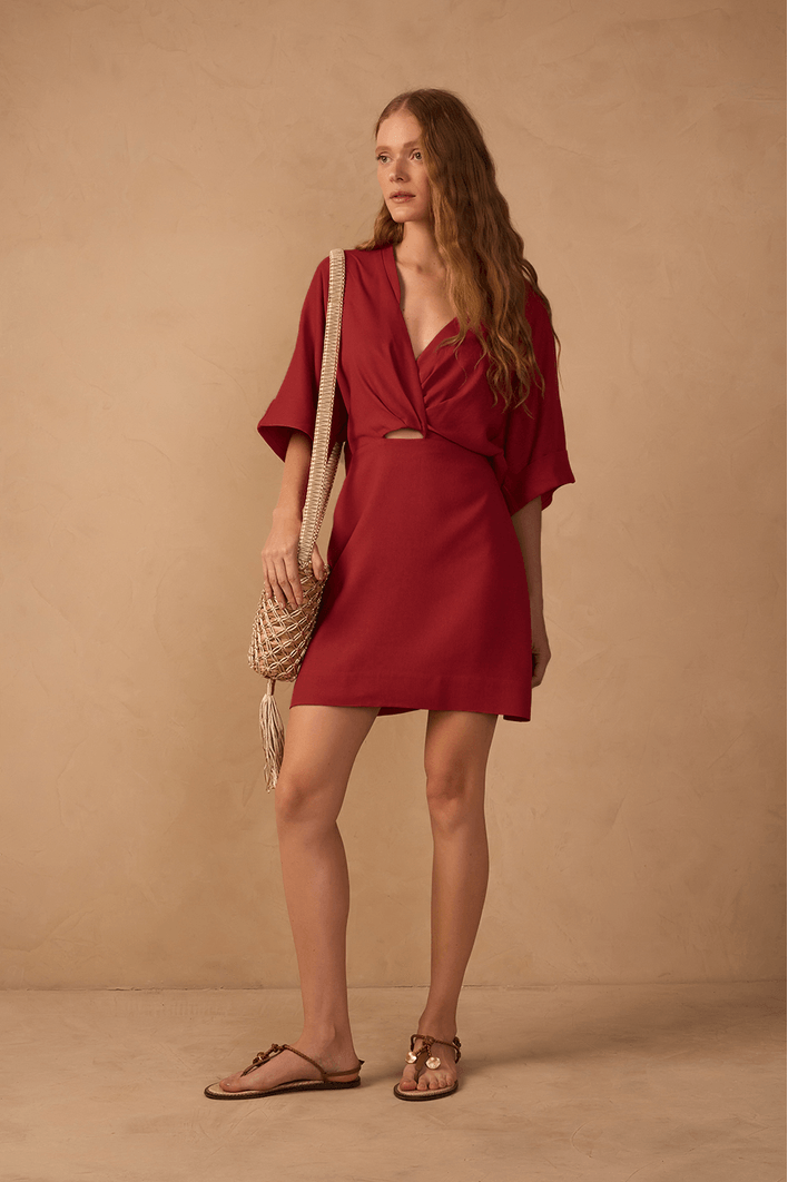 Vestido Curto Linho Manga
