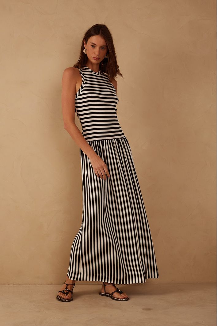 Vestido Cropped Listrado