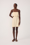 Vestido Curto Linho Recorte Lateral