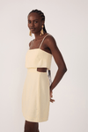 Vestido Curto Linho Recorte Lateral