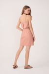 Vestido Curto Linho Recorte Lateral