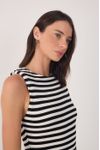 Vestido Ombreira Listrado Longo