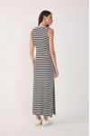 Vestido Ombreira Listrado Longo