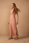 Vestido Linho Cropped Recorte Lateral