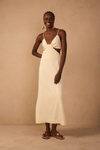 Vestido Linho Cropped Recorte Lateral
